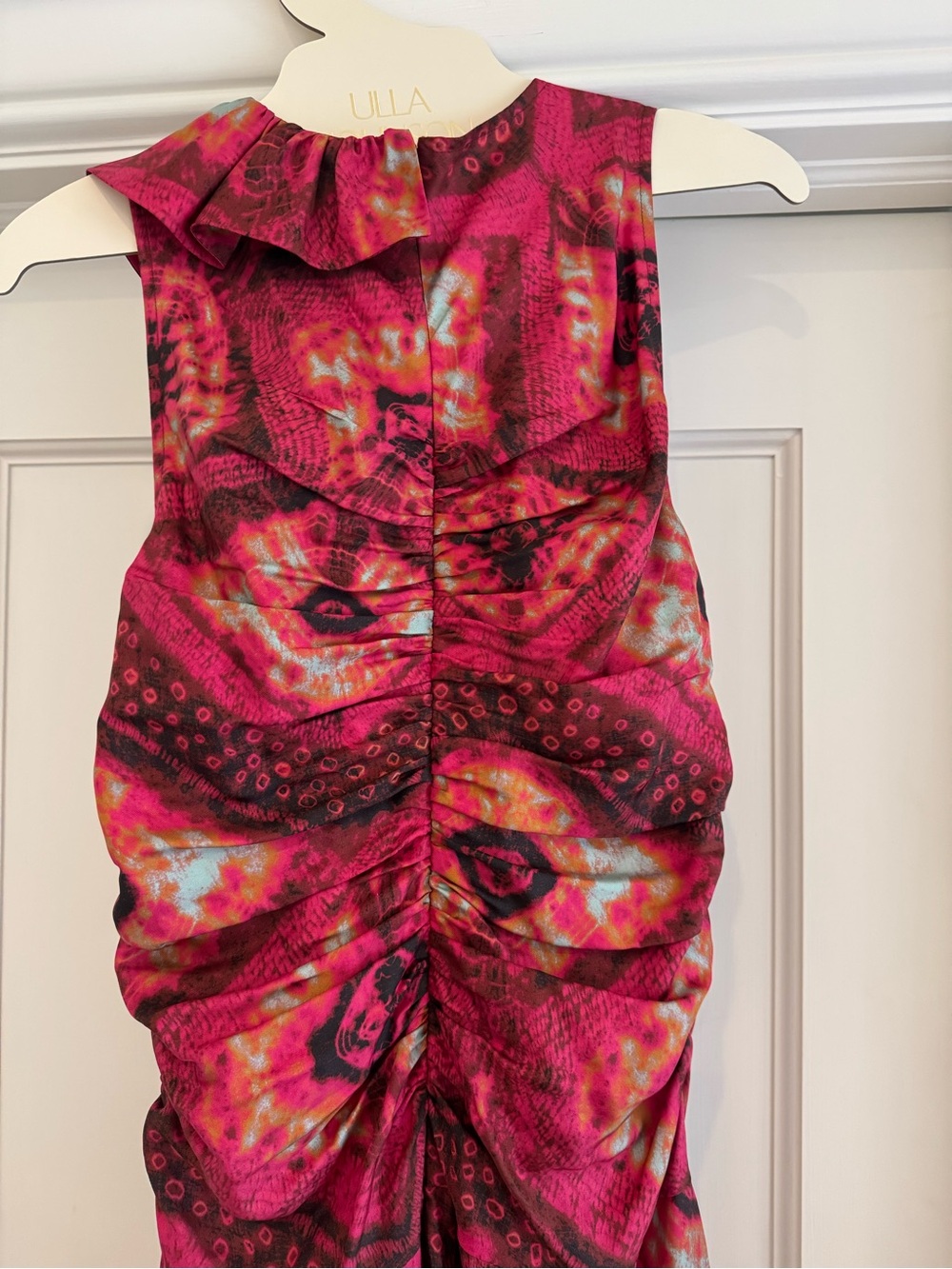 NWT Ulla Johnson Othella 100% Silk Floral Ruffle Midi Dress Pink Sz 4 - Picture 12 of 13